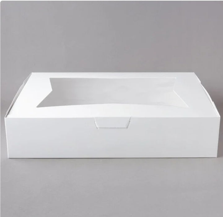 19" × 14" × 4" White Auto-Popup Window Cake Box