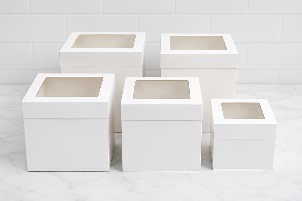 Tall White Cake Box with Window