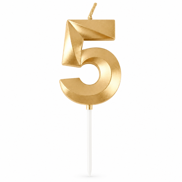 NUMBER BIRTHDAY CAKE CANDLE - GOLD