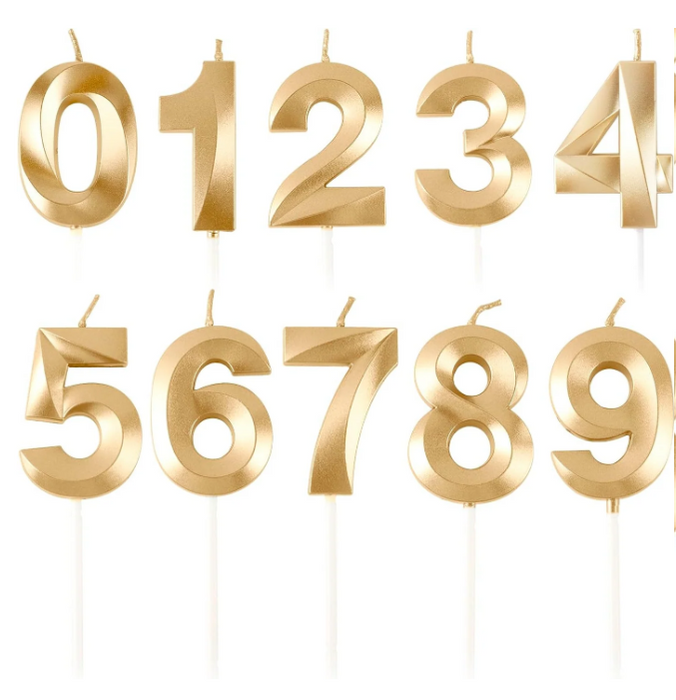 NUMBER BIRTHDAY CAKE CANDLE - GOLD