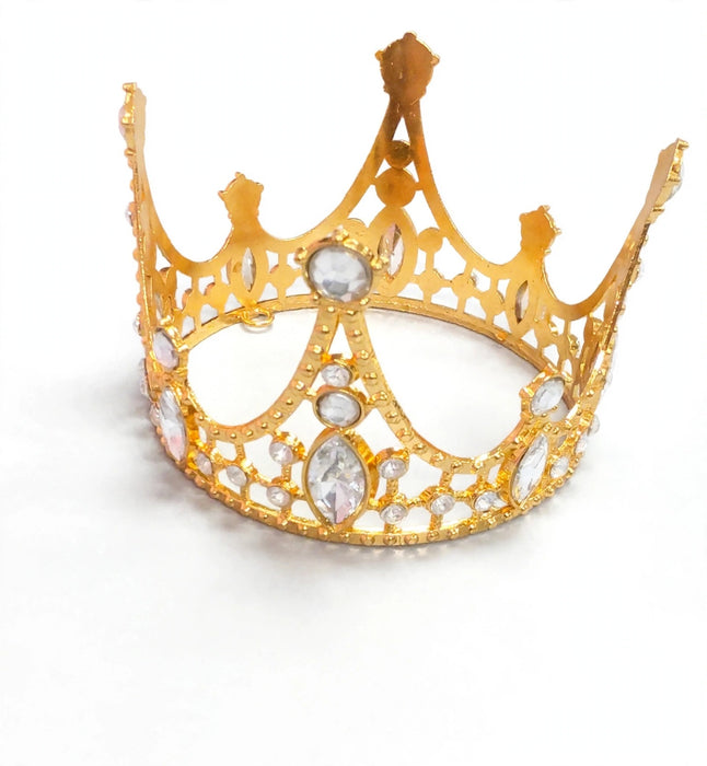 3" Metal Jeweled Crown Cake Topper