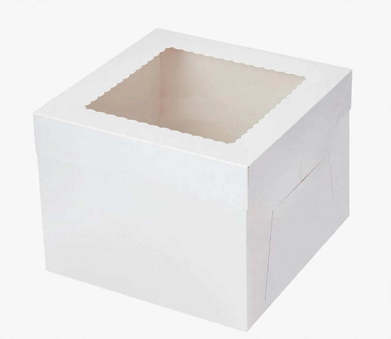 Tall White Window Cake Box with Lid