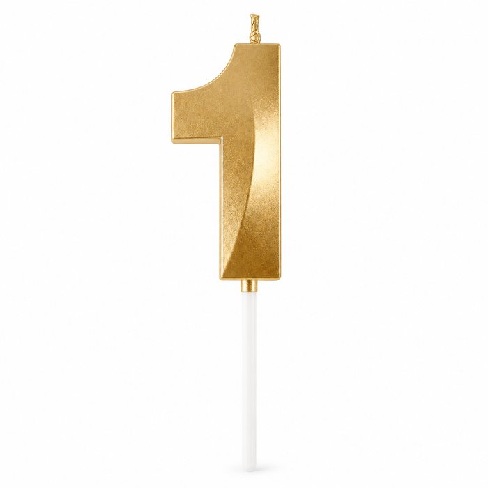 NUMBER BIRTHDAY CAKE CANDLE - GOLD