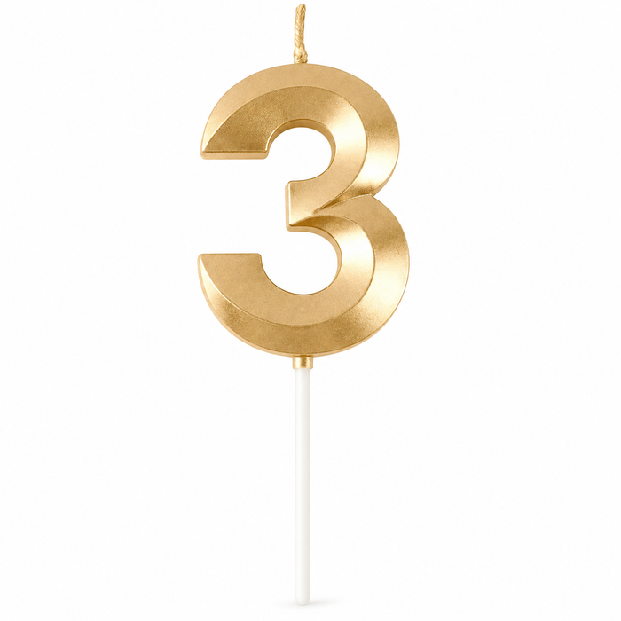 NUMBER BIRTHDAY CAKE CANDLE - GOLD
