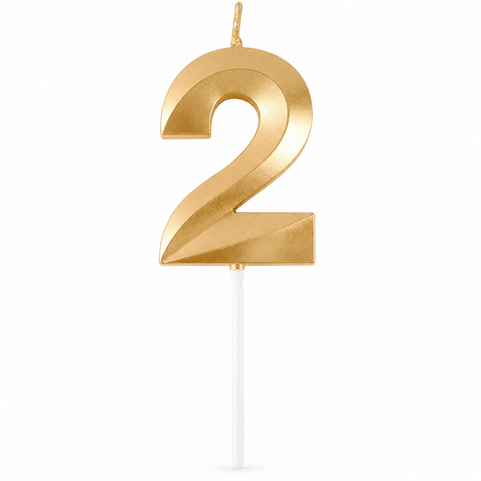 NUMBER BIRTHDAY CAKE CANDLE - GOLD
