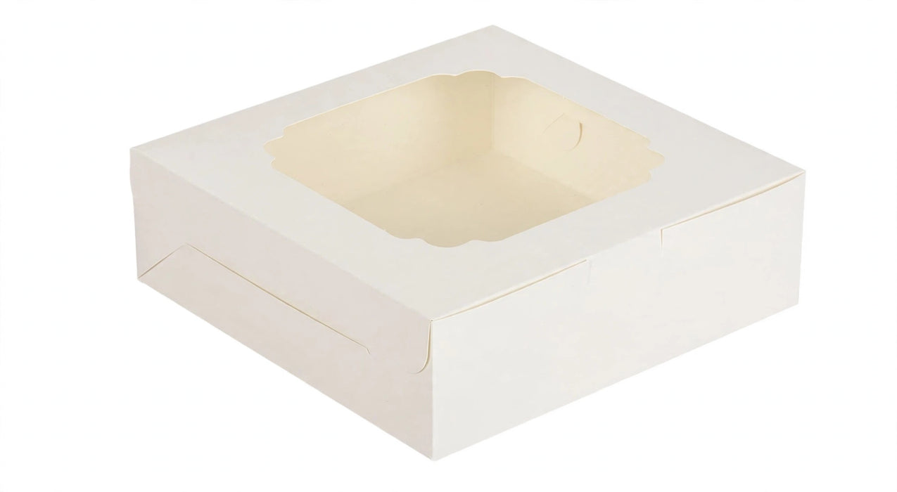 8 x 8 x 2.5 in White Bakery Box with Window