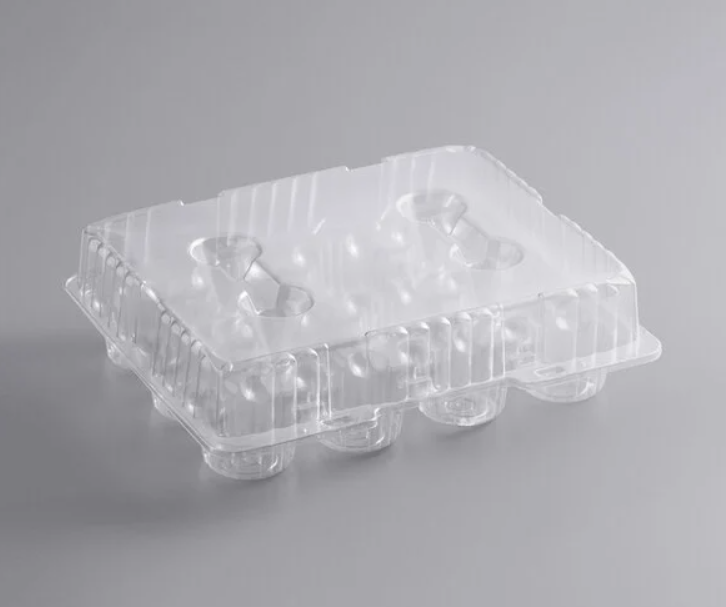 Clear Hinged PET Cupcake Container - 12 Count