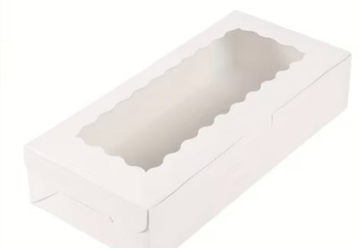 12 x 5.5 x 2.5 in White Long Cookie Box with Window