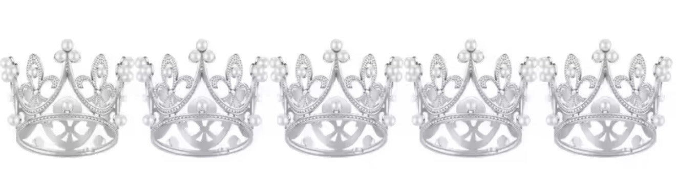 Mini Crown Cake Topper Silver